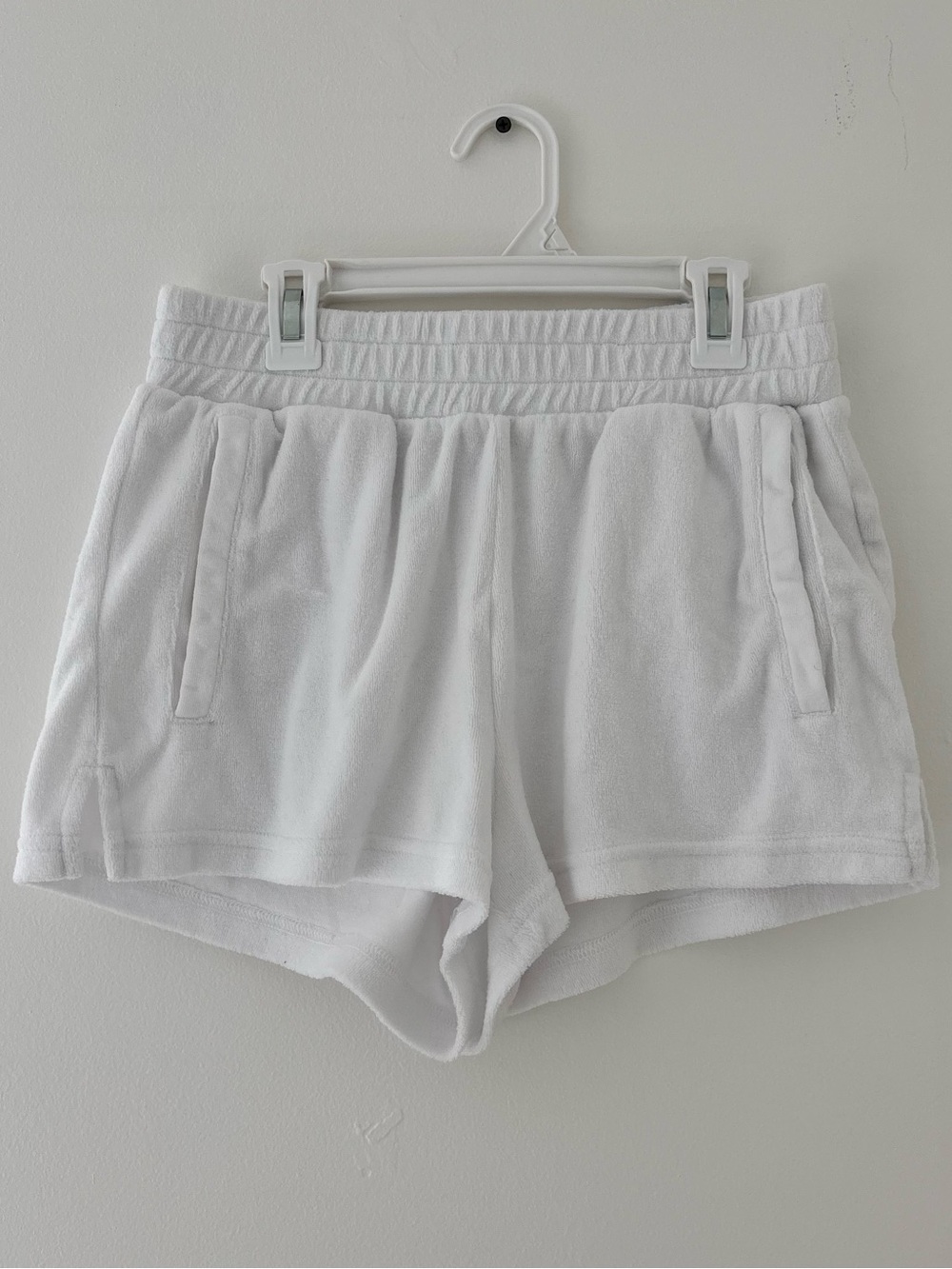 Aerie white terry shorts with pockets